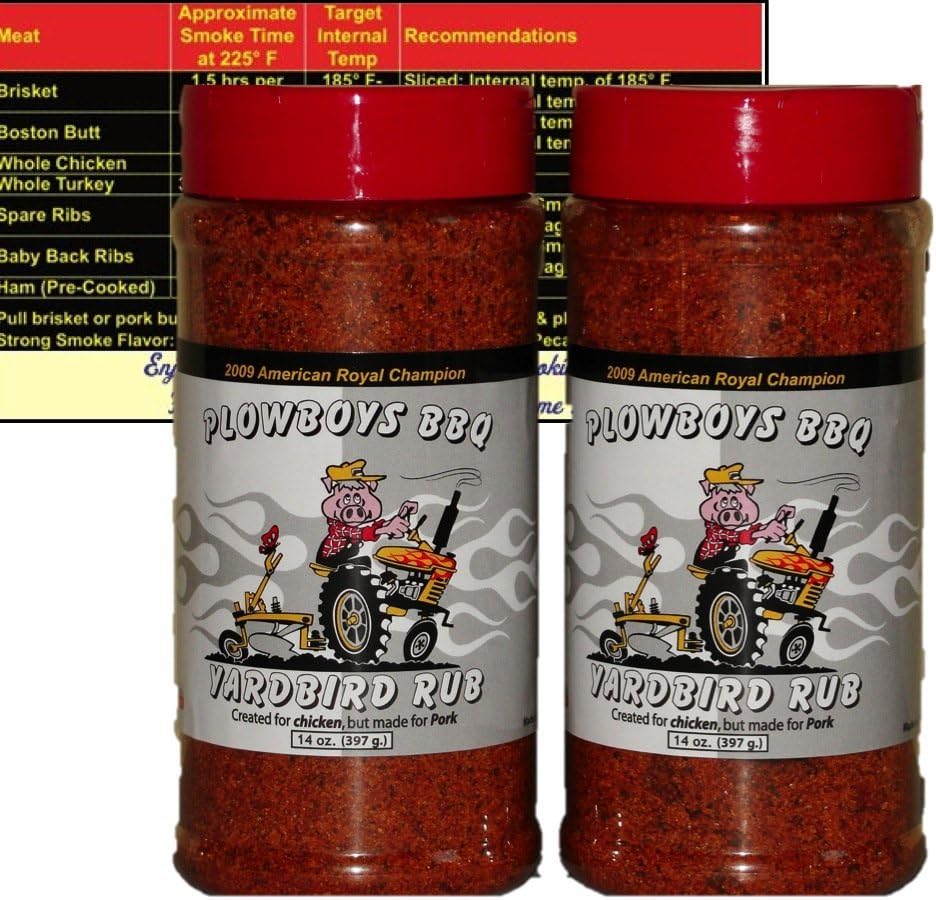 Plowboys Yardbird Rub 14 oz (2 Pack) with Complimentary Miniature Meat Smoking Guide Magnet Bundle