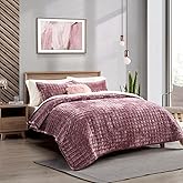 RECYCO Luxury Velvet Quilt Set Twin/Twin XL Size, Lightweight Velvet Comforter Set, Oversized Bedspread Coverlet Quilted Bedding Set, with 1 Matching Pillow Sham, for All Season, Dusty Mauve Pink