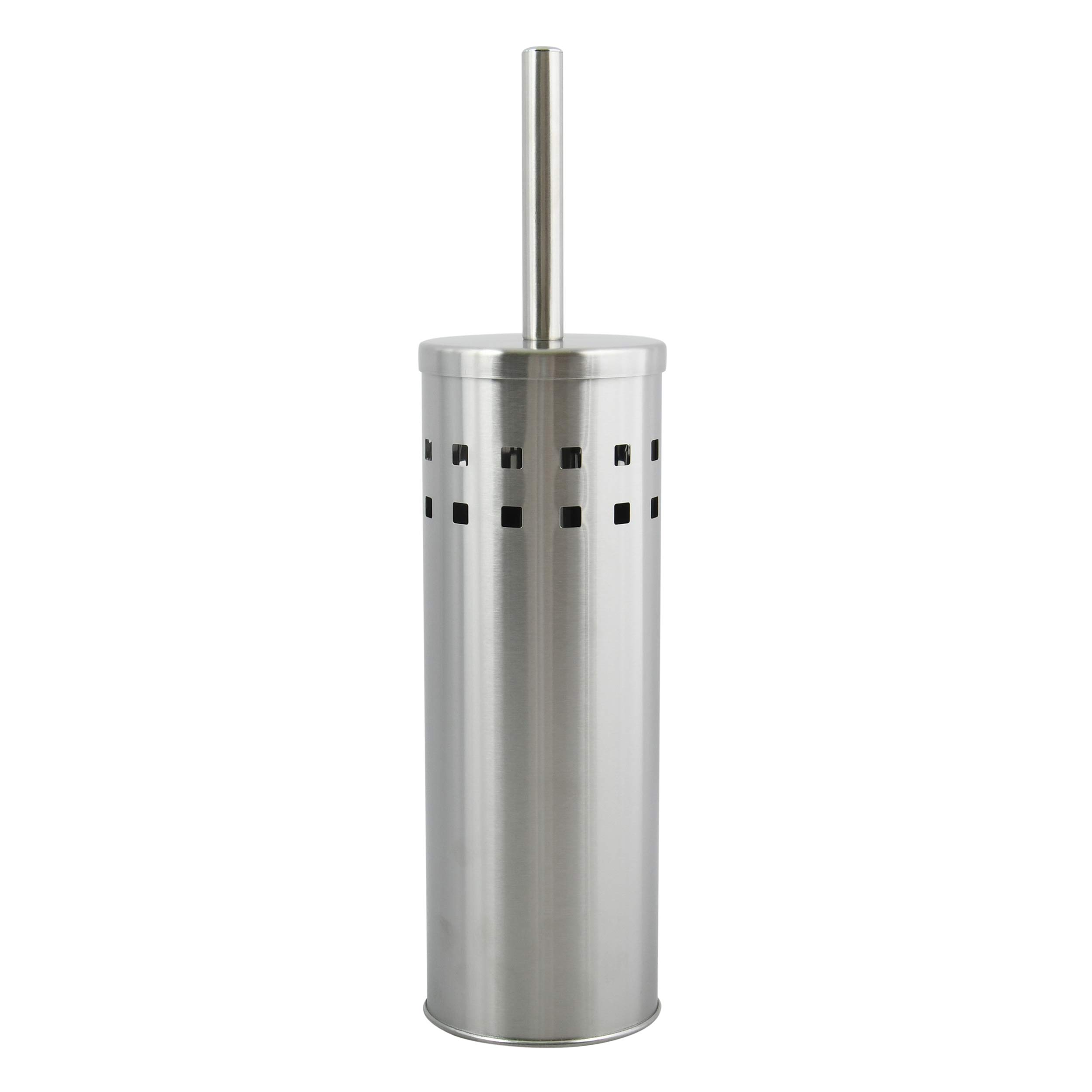MSV Miami Toilet Brush with Hygienic Container, Silver, Stainless Steel, Chrome, 30 x 12 x 12 — image 1