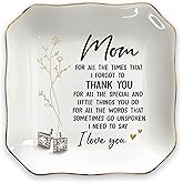 OASSIE Mothers Day Gifts for Mom - 4"x4" Ceramic Jewelry Dish Tray - Mother's Day Thank You Birthday Gifts for Mom Mother in 