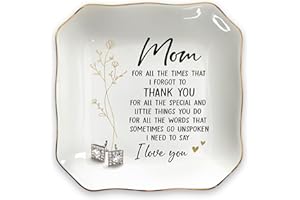 OASSIE Christmas Birthday Gifts for Mom - 4"x4" Ceramic Jewelry Dish Tray - Thank You Mom Birthday Gifts from Daughter Son, Mama Gift for Mother in Law, Appreciation Trinket Dish for Rings Earrings