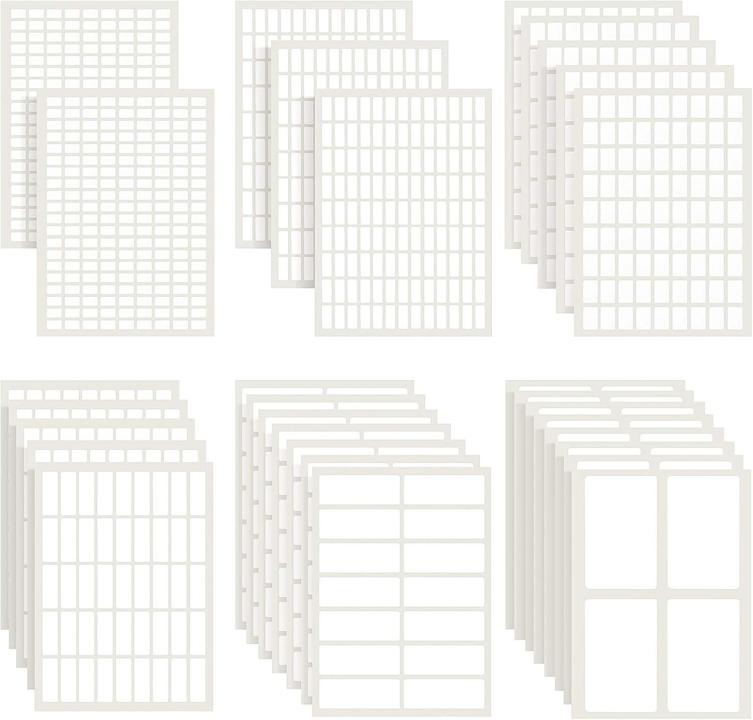 1723 Pieces Matte Labels Sticker Removable Rectangular Labels Writable Blank Adhesive Labels for Labeling and Organizing Small Items 6 Sizes Combination (White) : Office Products