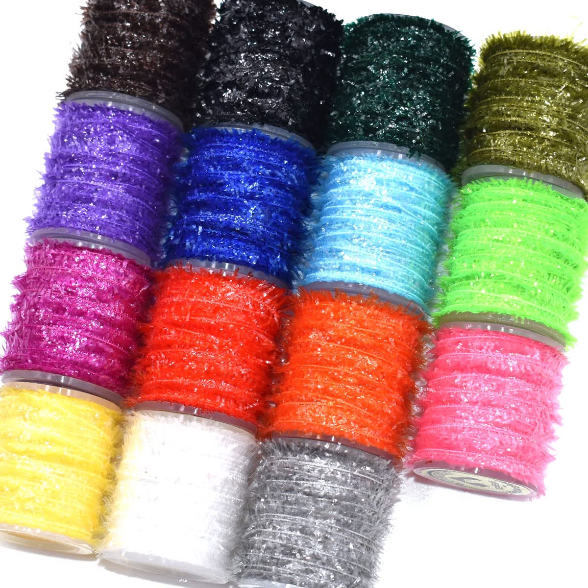 10/15 Spools Multiple Colors Tinsel Chenille Crystal Flash Line for Nymph Body Fly Tying materials (15 spools-10m each)