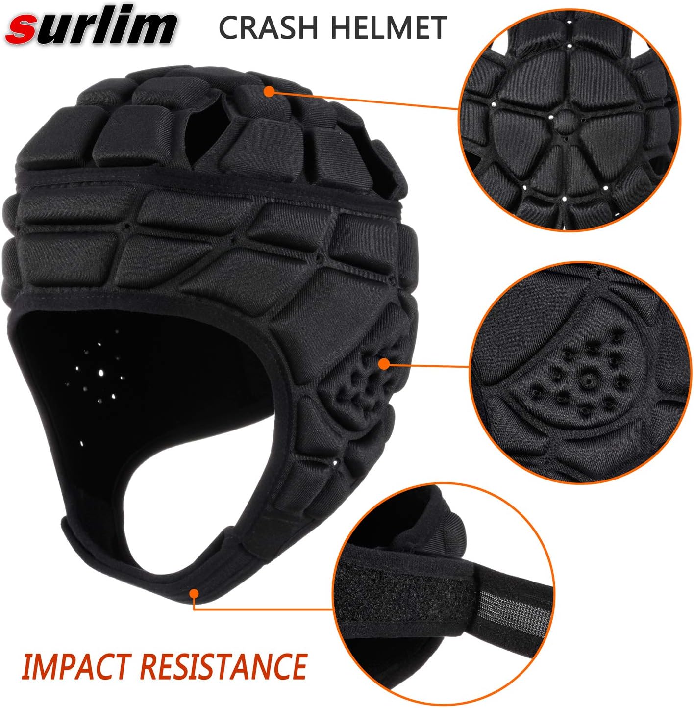 surlim Rugby Helmet Headguard Headgear for Soccer Scrum Cap Head Protector Soft Protective Helmet for Kids Youth : Sports & Outdoors