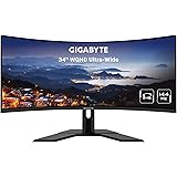 GIGABYTE G34WQC A 34" 144Hz Ultra-Wide Curved Gaming Monitor, 3440 x 1440 VA 1500R , 1ms (MPRT) Response Time, 90% DCI-P3, VE