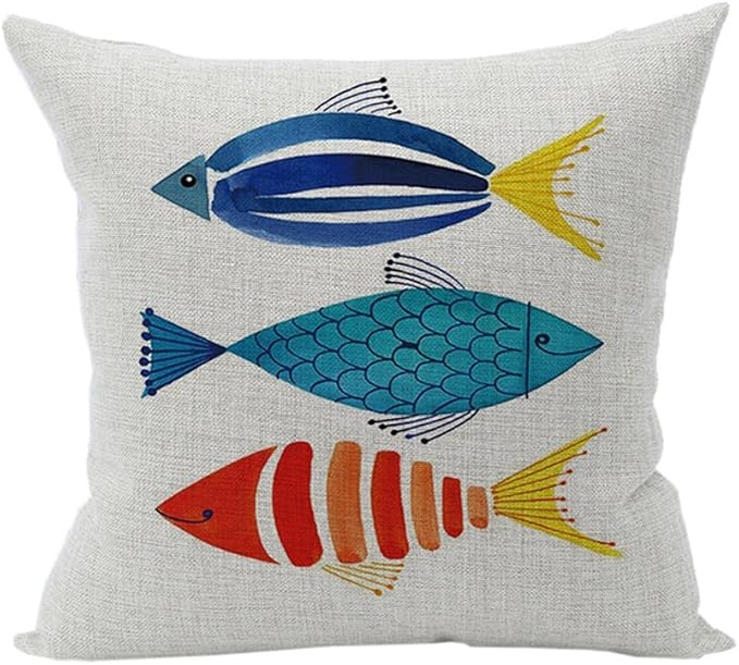 Federa Cuscino Decorativo 45x45 Cm In Cotone E Lino, Con Stampa Autobus E Cervi, Chiusura Lampo, Nunubee