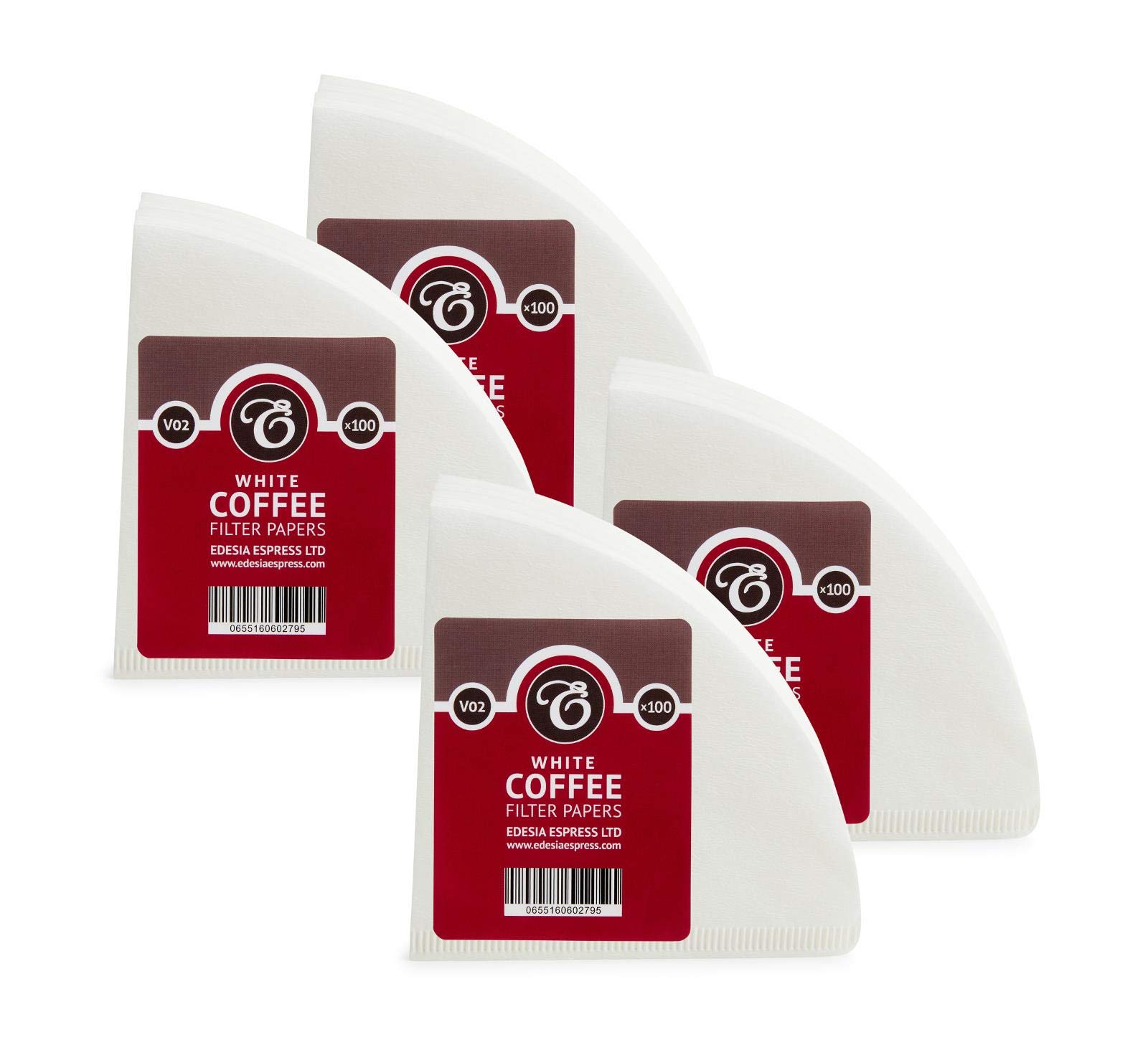 400 Size V02 White Coffee Filter Papers, Compatible with Size 02 by EDESIA ESPRESS