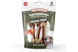 Beefeaters Dog Treats - Large Knotted Bone 7" Chicken Flavor 3ct | Rawhide Free Dog Food | Real Chicken, No Artificial Flavors | Dental Cleaning Chew | Training Treats for All Dog Sizes