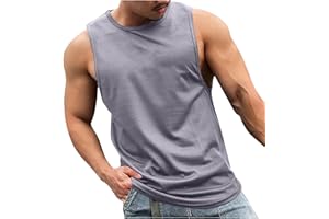 Men's Tank Top Plus Size Muscle Workout Gym Shirts Casual Solid Sleeveless Crew Neck Lightweight Comfy Tunic Tops