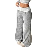 Luckydora Women's Wide Leg Sweatpants Women High Waisted Baggy Pants Casual Pull on Y2k Straight Leg Sweat Trouser Pants