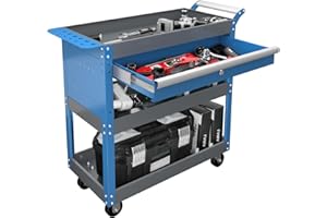 AIRAJ 3 Tier Rolling Tool Cart on Wheels | Mechanic Tool Cart with Drawers | Utility Carts for Garage,Repair Room,Warehouse Workshop | Maintenance Work Carts | Blue
