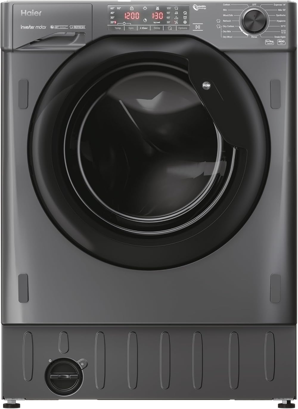Haier HWDQ90B416FWBRUK 9/5 kg Integrated Washer Dryer Graphite Black
