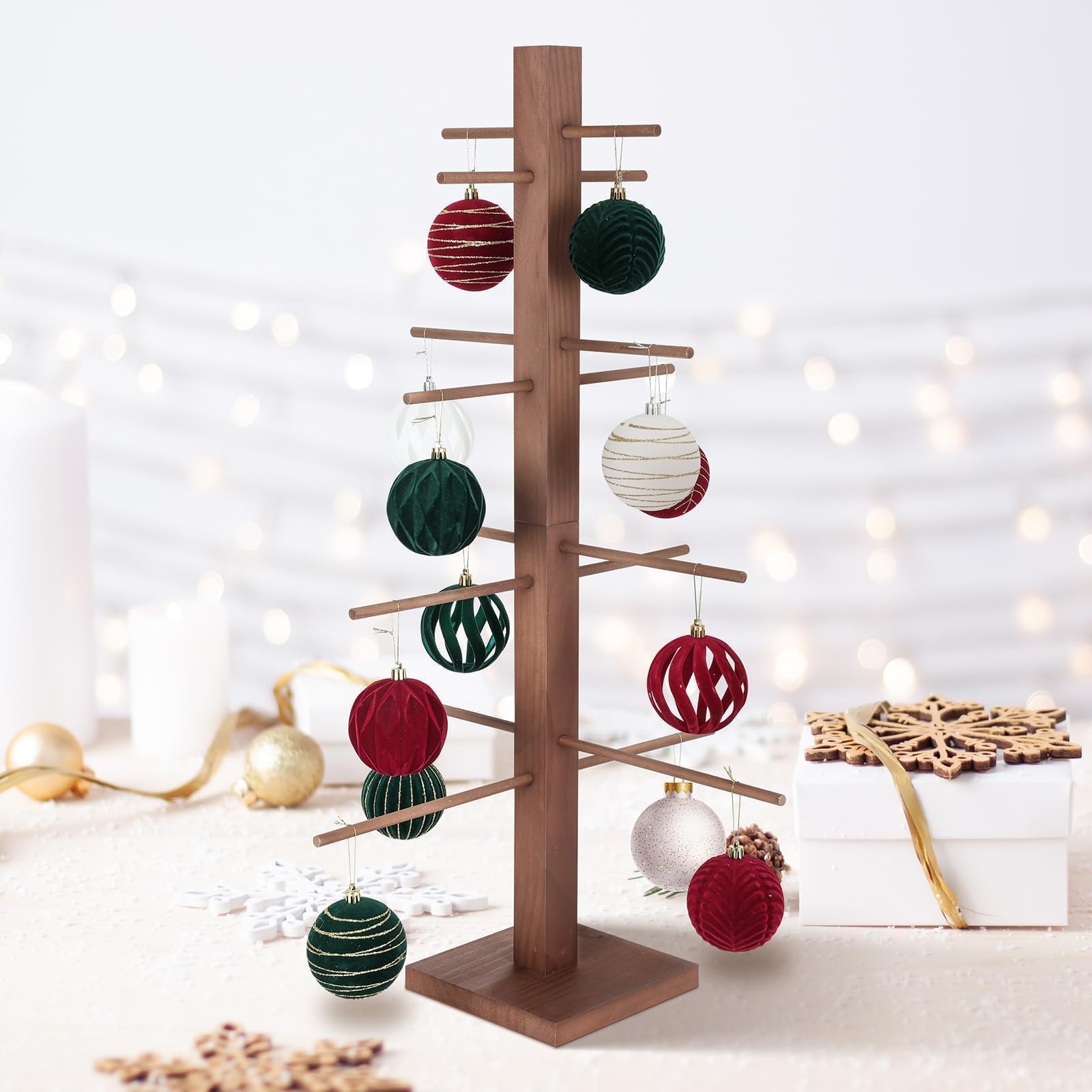 Photo 1 of 32 Inch Christmas Ornament Display Tree Centerpieces for Tables Ornament Tree Stand Holder Tabletop Artificial Tree for Wedding Anniversary Birthday Farmhouse Party Home Decor (Classics, 32 inch)