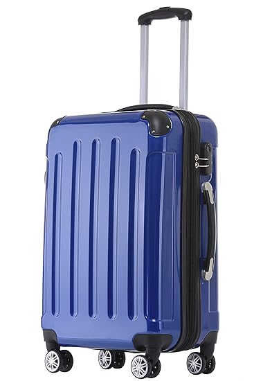 BEIBYE Zwillingsrollen 2048 Hartschale Trolley Koffer Reisekoffer Taschen Gepäck in M-L-XL-Set (Blau, M)