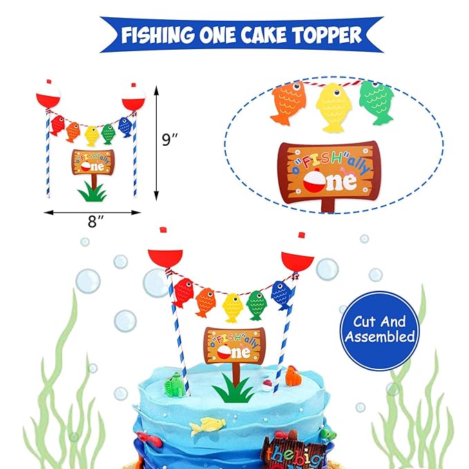 Bakeware Beyumi Gone Fishing Inspired 1st Birthday Cake Topper The