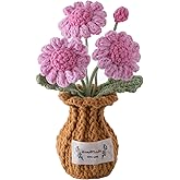 Handmade Crochet Flowers, 6 Inches Small Potted Plants, Knitted Desk Decorations for Home Office Decor (Daisies)