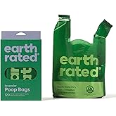 Earth Rated Dog Poop Bags with Handles, Extra Wide, Easy Tie and Guaranteed Leakproof, Lavender Scented, 120 Handle Bags