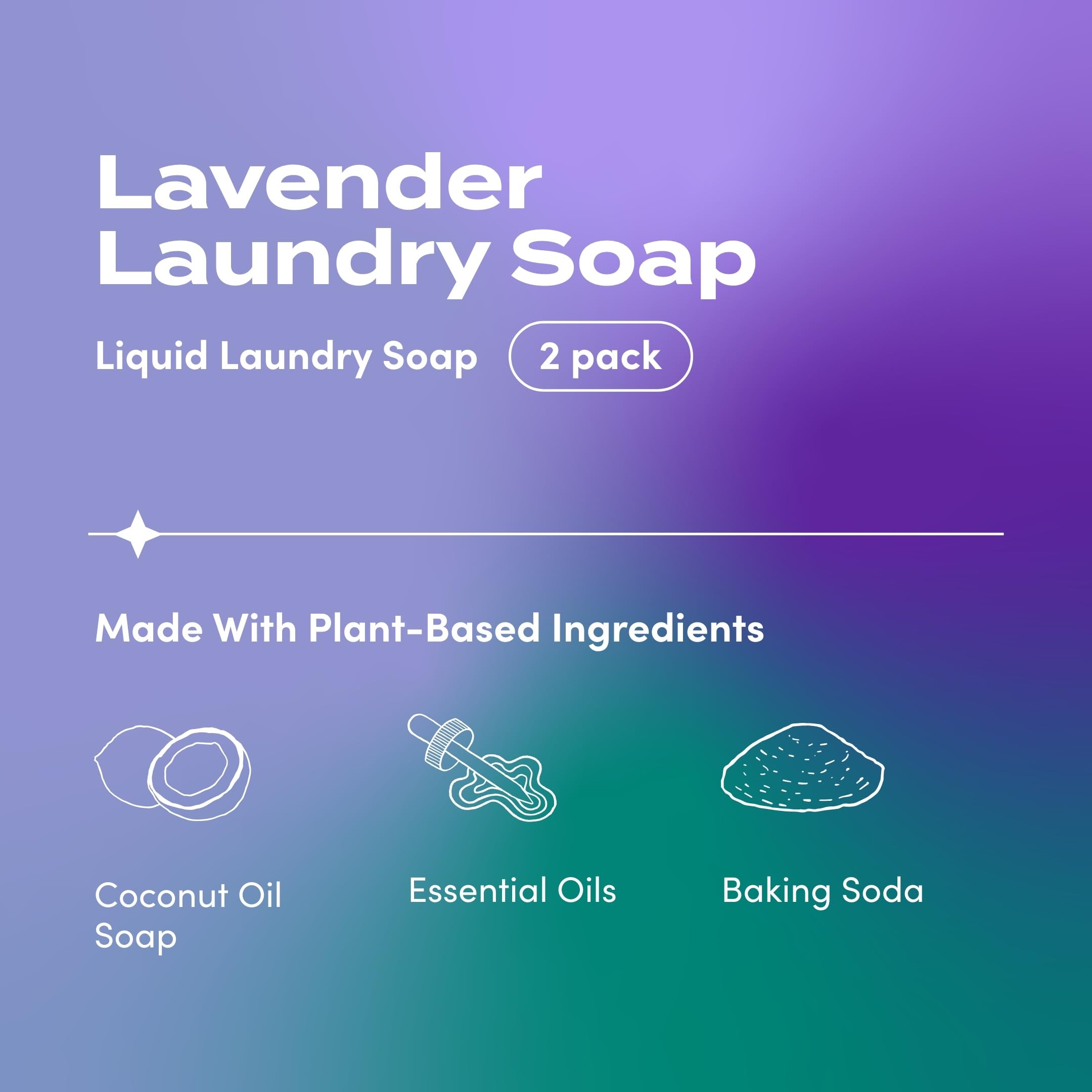 Indigo Wild Zum Clean Laundry Soap - Plant-Based Liquid Laundry Soap - Contains Baking Soda, Essential Oils & Saponified Coconut Oil - Lavender Scent - 64 fl oz (2 Pack)