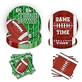 Jollyzaar Football Paper Plates and Napkins Set 150 Count,Heavy Duty 10" and 7" Disposable Plates Serve 50 Football Birthday Party Supplies