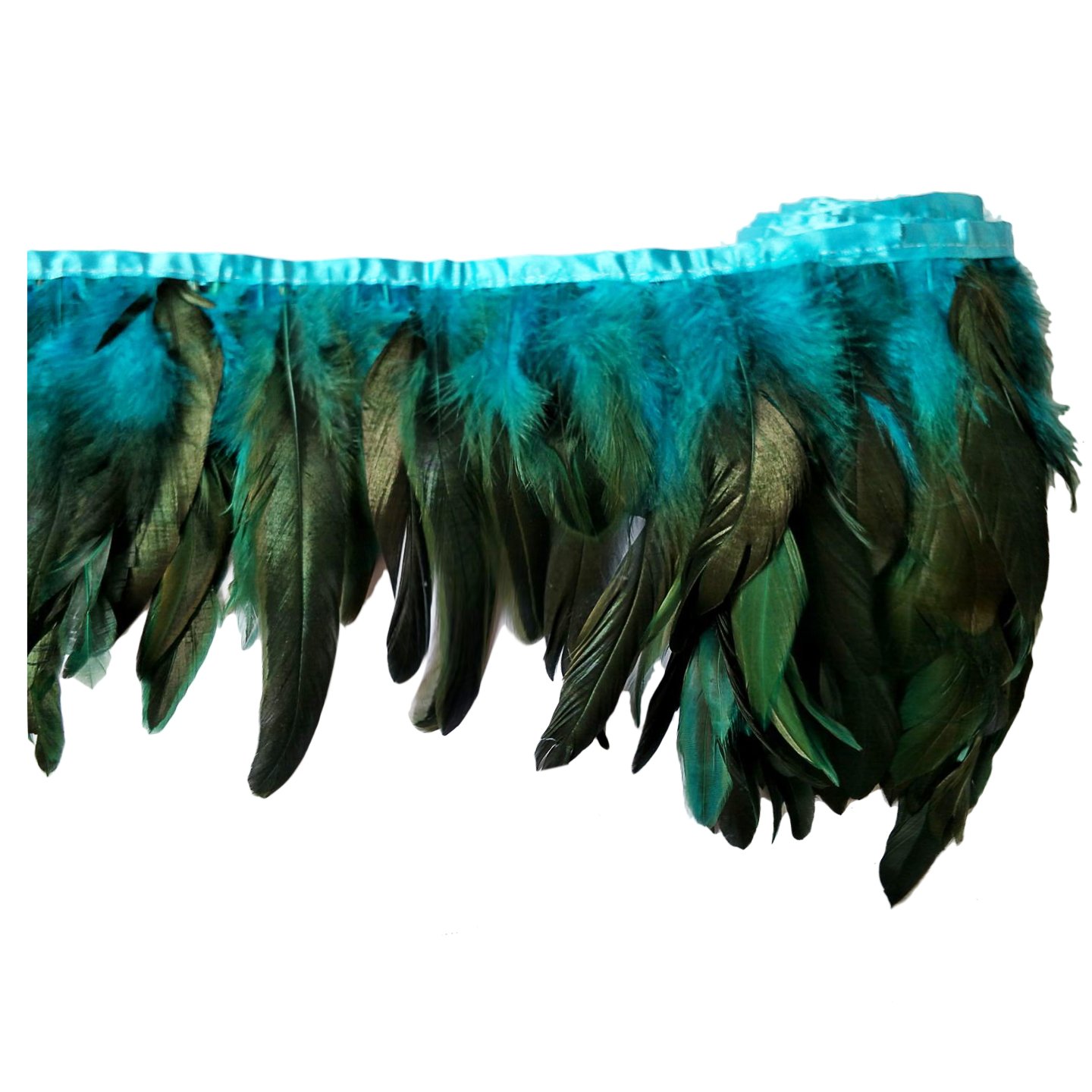 keland 2 Yards Rooster Feather Fringe Trim 5-8" in Width DIY Cape Shawl Skirt Halloween Dress Decoration (Blue)