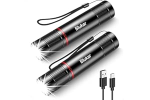 Blukar LED Flashlight Rechargeable 2 Pack, Super Bright Small Handheld Flashlights- Zoomable, Adjustable Brightness, Long Las