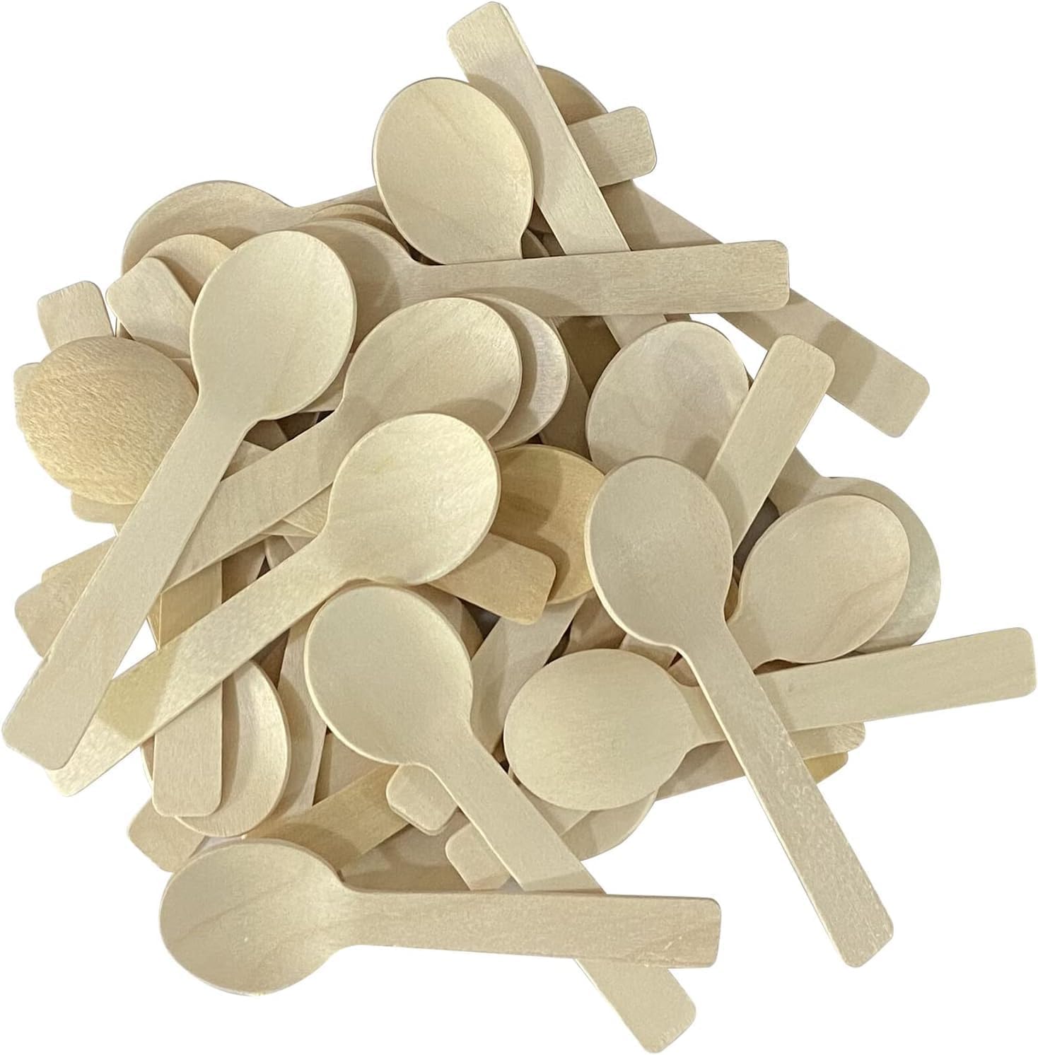 Photo 1 of 100pcs 4 inch Mini Wooden Spoons, Biodegradable Compostable Birchwood, Food Grade Disposable Spoons Disposable Wooden Cutlery for Parties, Weddings, Camping.