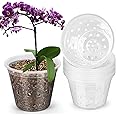 FUIJOL Orchid Pots with Holes for Repotting 8 Pack, 3 4 5 6 Inch Clear Pots for Orchids with Drainage Indoor Outdoor, Plastic Flower Plant Pot Indoor Outdoor, Slotted Orchids Planter (4 Inch)