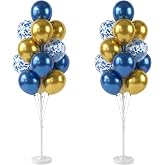 HIINS Metallic Blue Gold Balloon Column Kit Set of 2 with Base Decor for Party