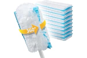 oshang Disposable Heavy Duty Dusters - Multi-Surface Cleaning | Home, Office, Furniture, Ceiling Fan | Feather-Light, Powerful Dust Removal | Feather Dusters (2 Handles + 8 Refills)