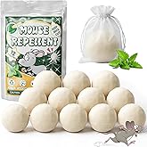 Mouse Rodent Repellent 12 Pack, Peppermint Oil Balls for Mice Rodent Deterrent, Natural Pest Control Pouches for Cockroach, Spider and Pests, Indoor & Outdoor, Keep Rats Away from Home and Kitchen