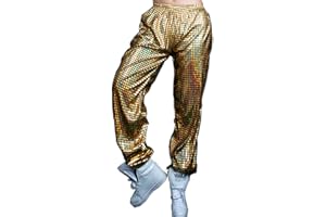 Aelidiya Night Club Metallic Hologram Shiny Pants Party Trousers Sports Active Pants