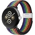 BandRain Stretchy Braided Bands Compatible with Google Pixel Watch 3 Band 41mm/Pixel Watch 2 Band/Google Pixel Watch Band - Upgraded Connector - Elastic Nylon Breathable Sport Straps for Women Men
