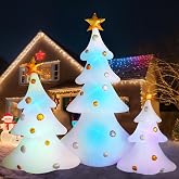 MiniInflat 7ft Christmas Inflatable Tree Outdoor Decorations Christmas Blow up Yard Decoration with Built in LED White Winter Xmas Tree Inflatables for Holiday Party Indoor Outdoor Garden Lawn Decor
