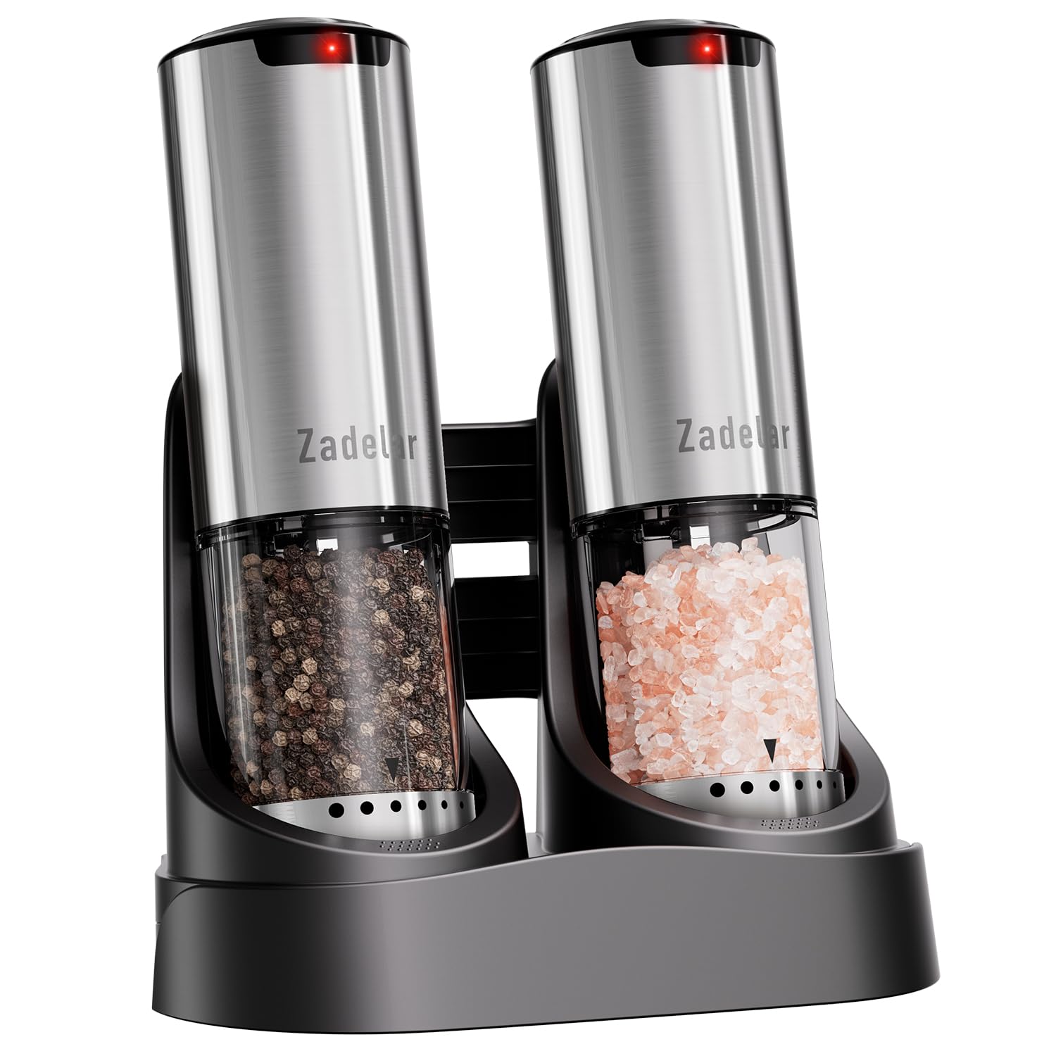Photo 1 of Electric Rechargeable Salt and Pepper Grinder Set,Automatic Pepper Mill Grinder with USB C Charging Dock,Upgraded 95ml Large Capacity,Adjustable Coarseness,LED Light,Stainless Steel