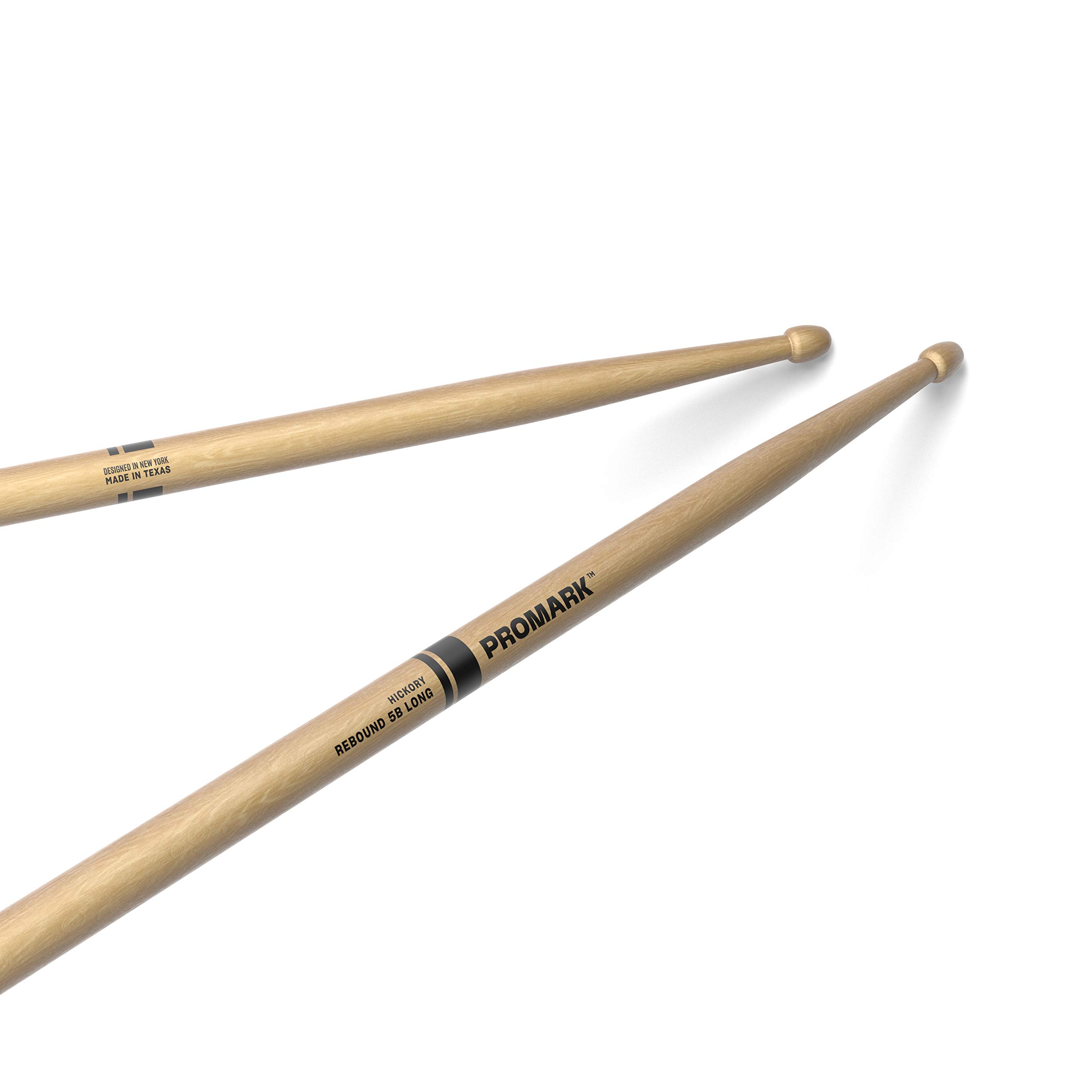ProMark Drum Sticks - Rebound 5B Drumsticks - Drum Sticks Set - Acorn Wood Tip for Larger Sweet Spot - Long Hickory Drumsticks - Consistent Weight and Pitch - 1 Pair