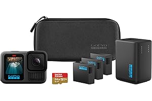 GoPro HERO13 Black Extended Power Bundle - Includes Dual Battery Charger, 3 Enduro Batteries, 64GB SanDisk microSD Card, Camera Case