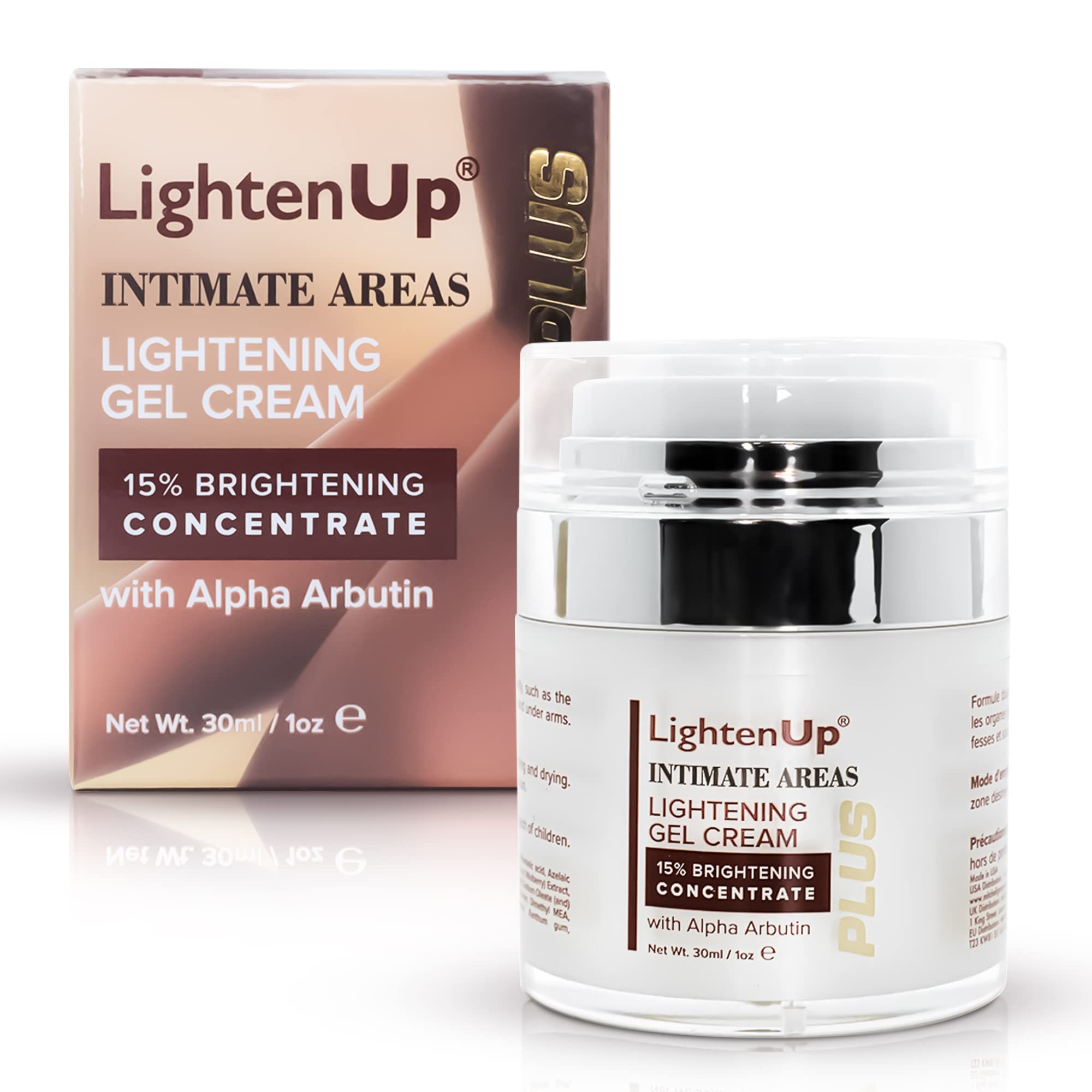 Lightenup, Intimate Gel - 1 fl oz / 30 ml - Skin Brightening Cream for Inner Thighs, Body Face, Bikini Area