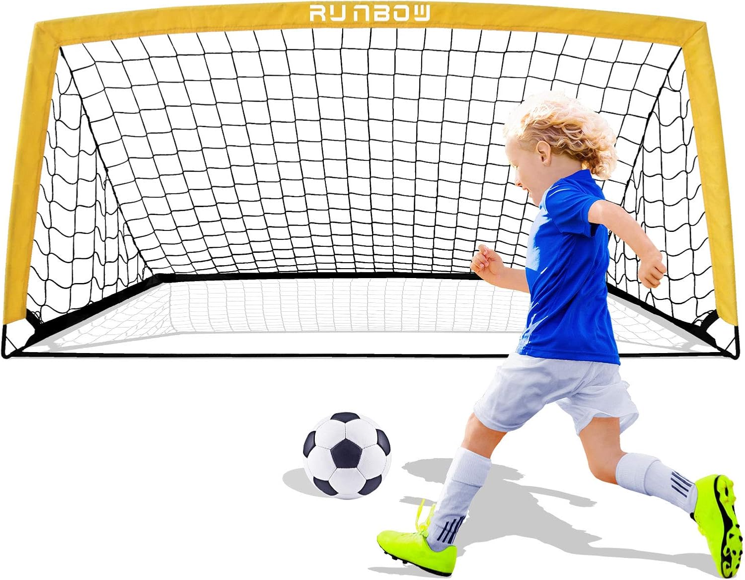 RUNBOW 6'6''X 3'3'' Portable Kids Soccer Goals for Backyard Practice Soccer Nets with Carry Bag, 1 Pack (Yellow, 6'6''X 3'3'') : Sports & Outdoors