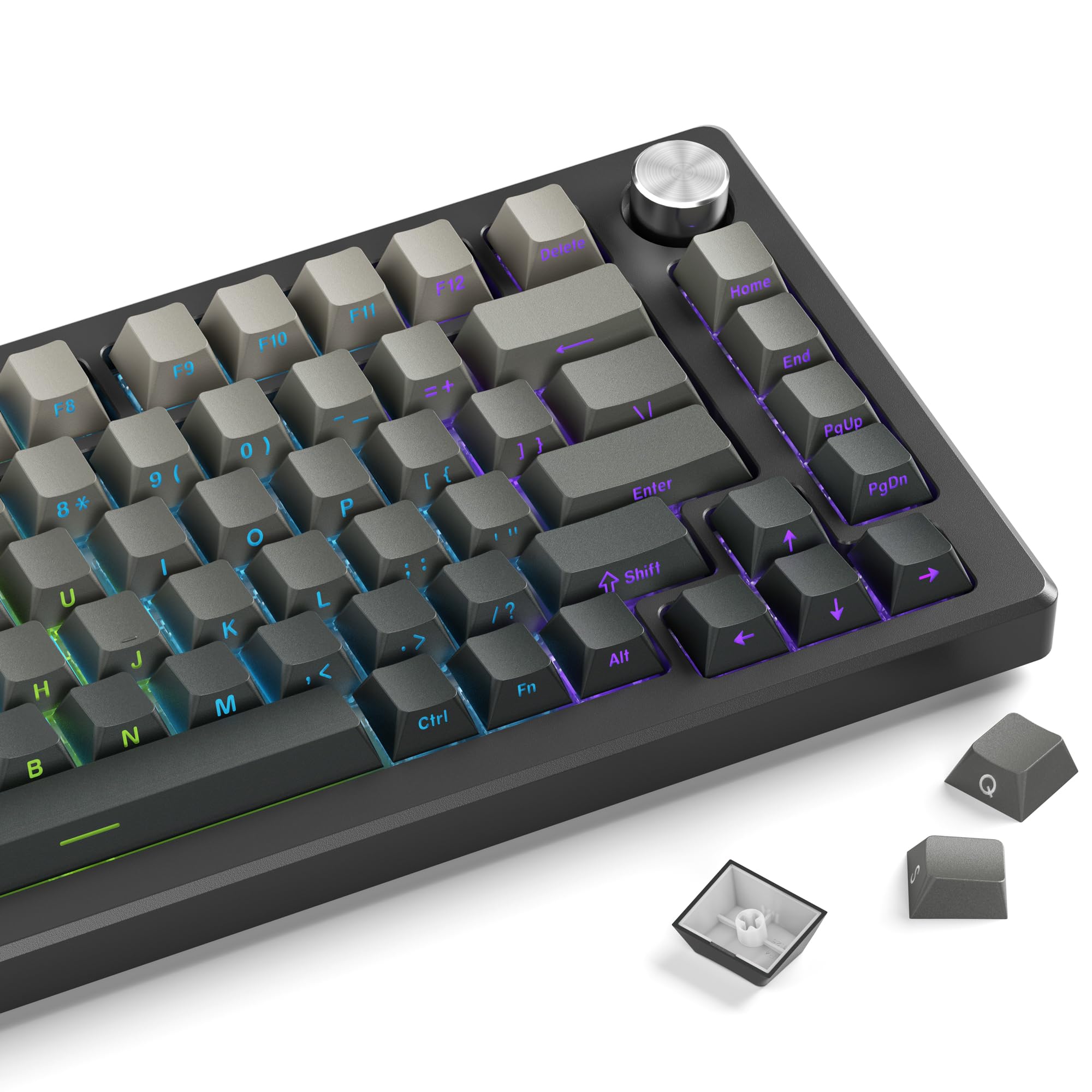 Hkfos Gradient Side Print Keycaps Grey, Double Shot