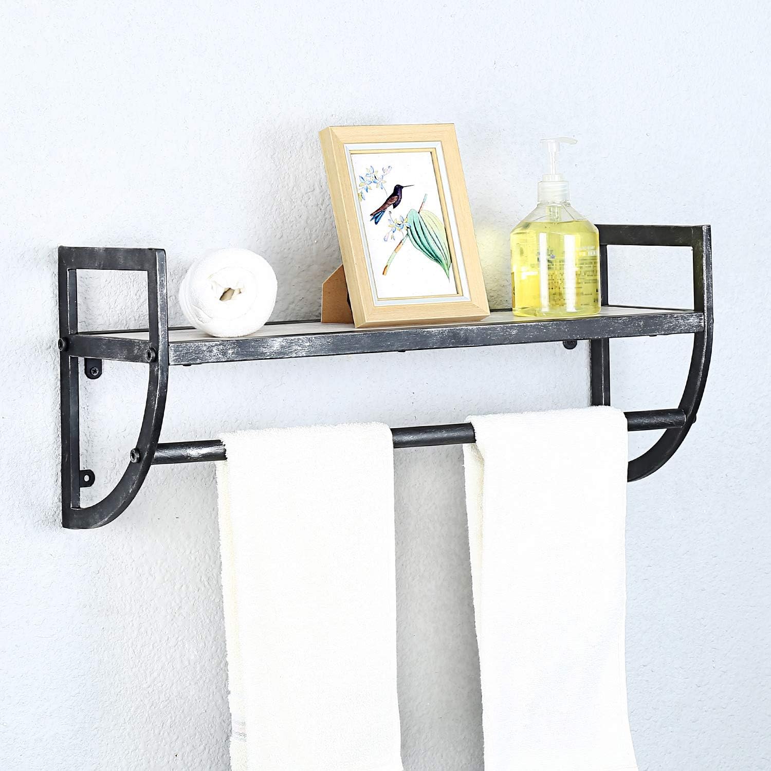 Floating Wall Shelves with Towel Bar,Towel Racks for Bathroom: Kitchen & Dining