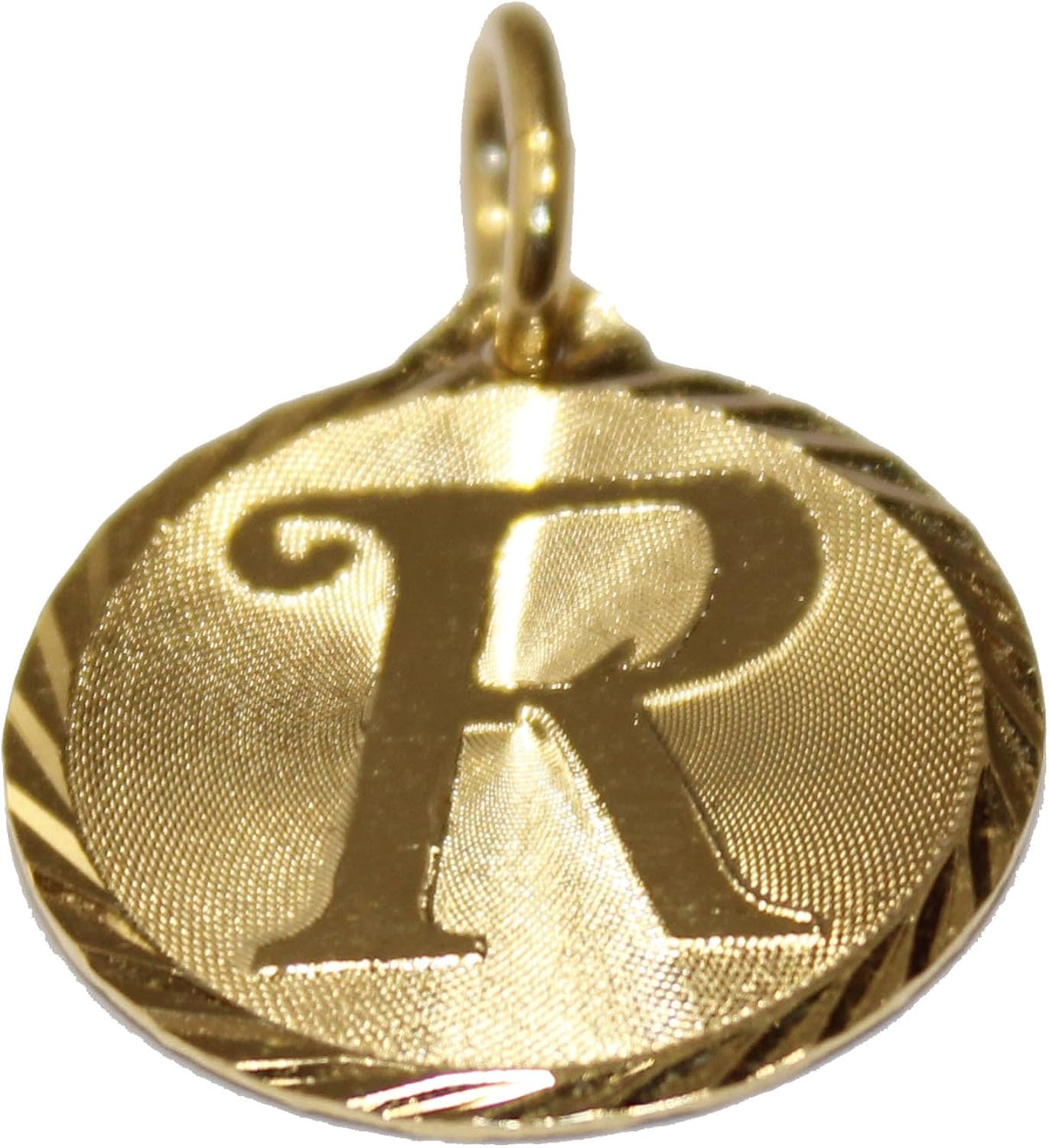 Initial Letter R Round Pendant 18k Gold Plated Pendant with