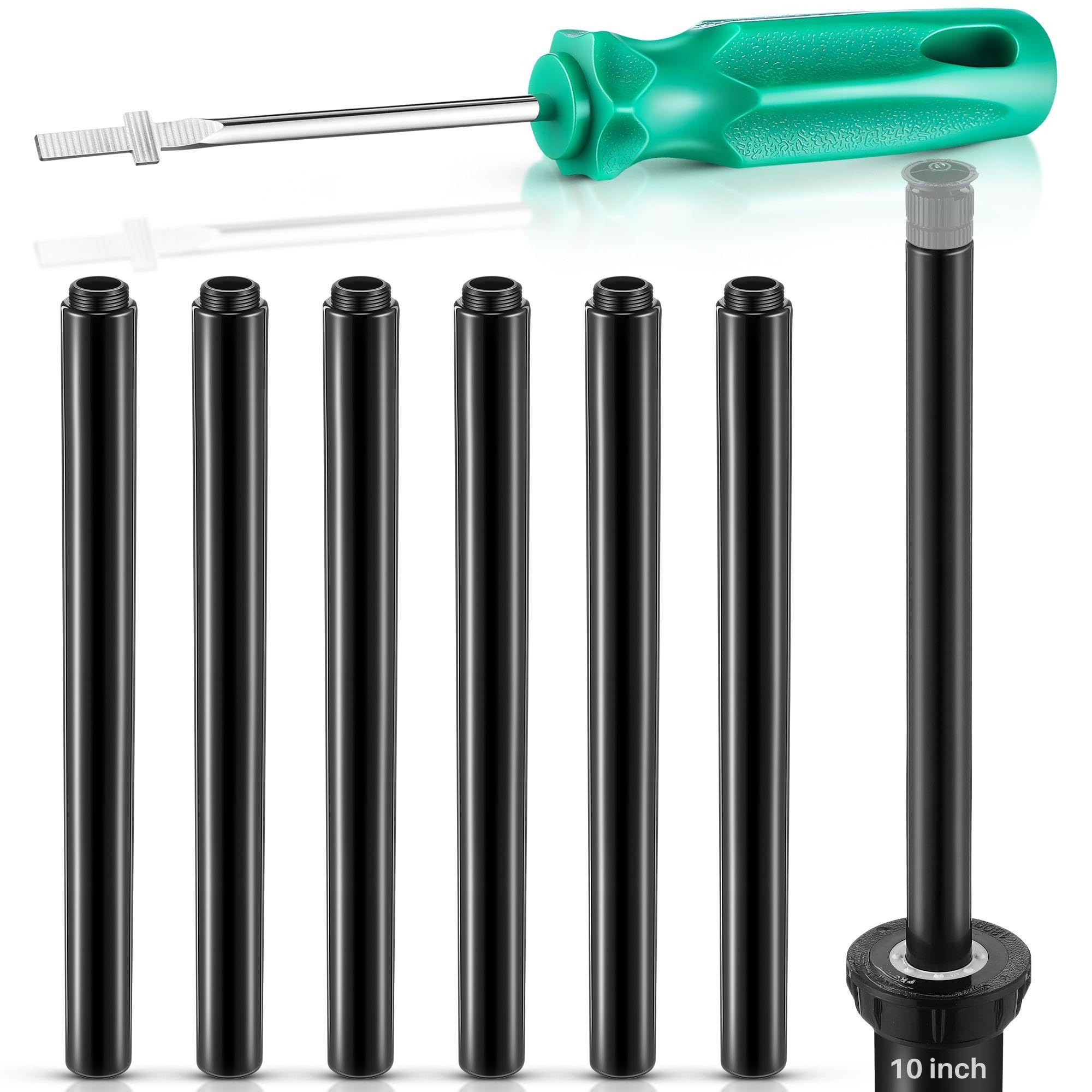 Photo 1 of HappyAlley 10" Popup Riser Extensions Compatible with Rain Bird 1800, Sprinkler Head Riser Extender with RotorTool Screwdriver Fits 1/2” Male/Female, Garden Lawn Irrigation Spray Head Upgrade, 7 Set