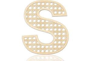 FOCAL20 Wooden Rattan Letters for Wall Decor Rustic Wooden Letters 12 Inch Wood Letter Rattan Wall Decor for Wedding Nursery Sign Baby Shower Newborn Birthday Gift Boho Bedroom Decoration (S)