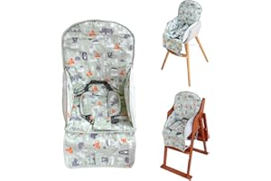KOCPUDU High Chair Pad, High Chair Cushion, High Chair Cover Pad, Safe and Comfort, Soft and Breathable, Cute Pattern, Baby Sits More Comfortable（Green Animal Pattern）