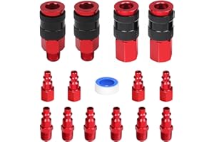 Ufixed No Rust Air Hose Fittings Kits 15 PCS Set, Quick Connect Air Compressor Accessories Industrial Air Tools Fittings, Male and Female High Flow Air Fitting