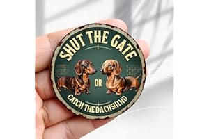 Vintage Fridge Magnet Shut Gate Catch Dachshund Sign Design -2.3inch Acrylic Round Refrigerator Sticker Retro Decor Gift Perf