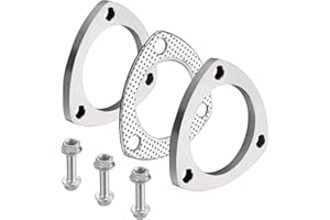 EVIL ENERGY 3 Inch 3 Bolt Exhaust Flange Connection Kit, Stainless Steel Exhaust Flange and Gasket Set with Bolts and Nuts, 2