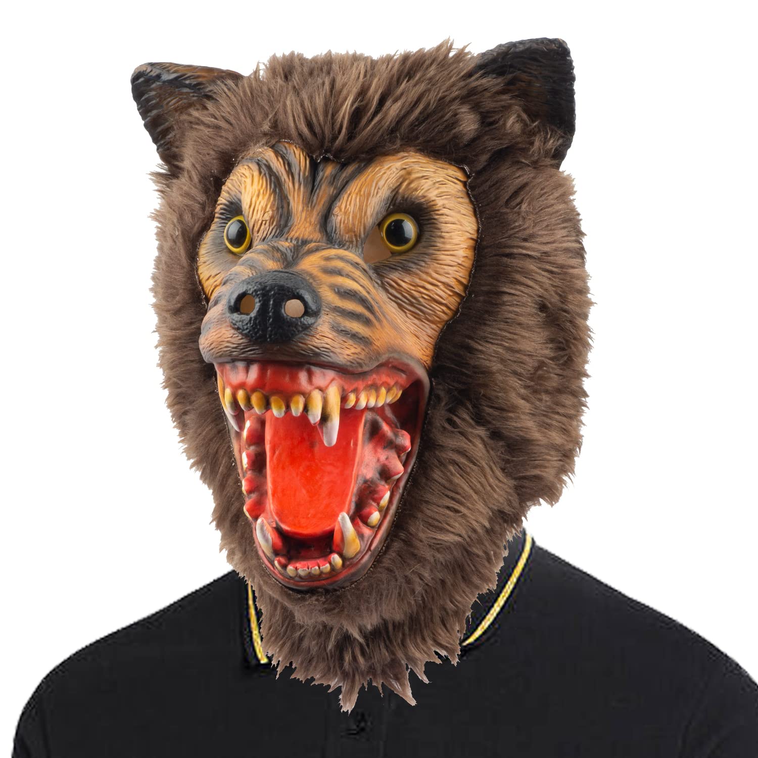 CreepyParty Brown Werewolf Mask Halloween Scary Horror Monster Full Head Latex Mask Costume Masks for Adults