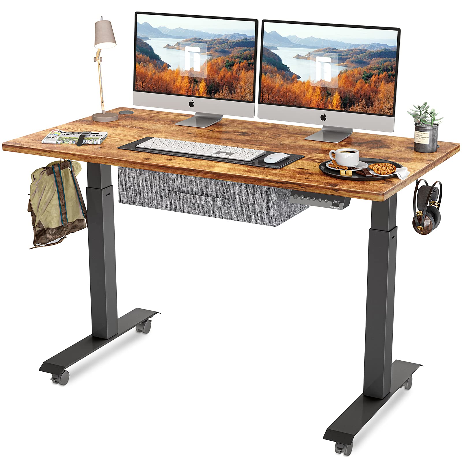 FEZIBO Standing Desk With Drawer Adjustable Height Electric Stand Up 