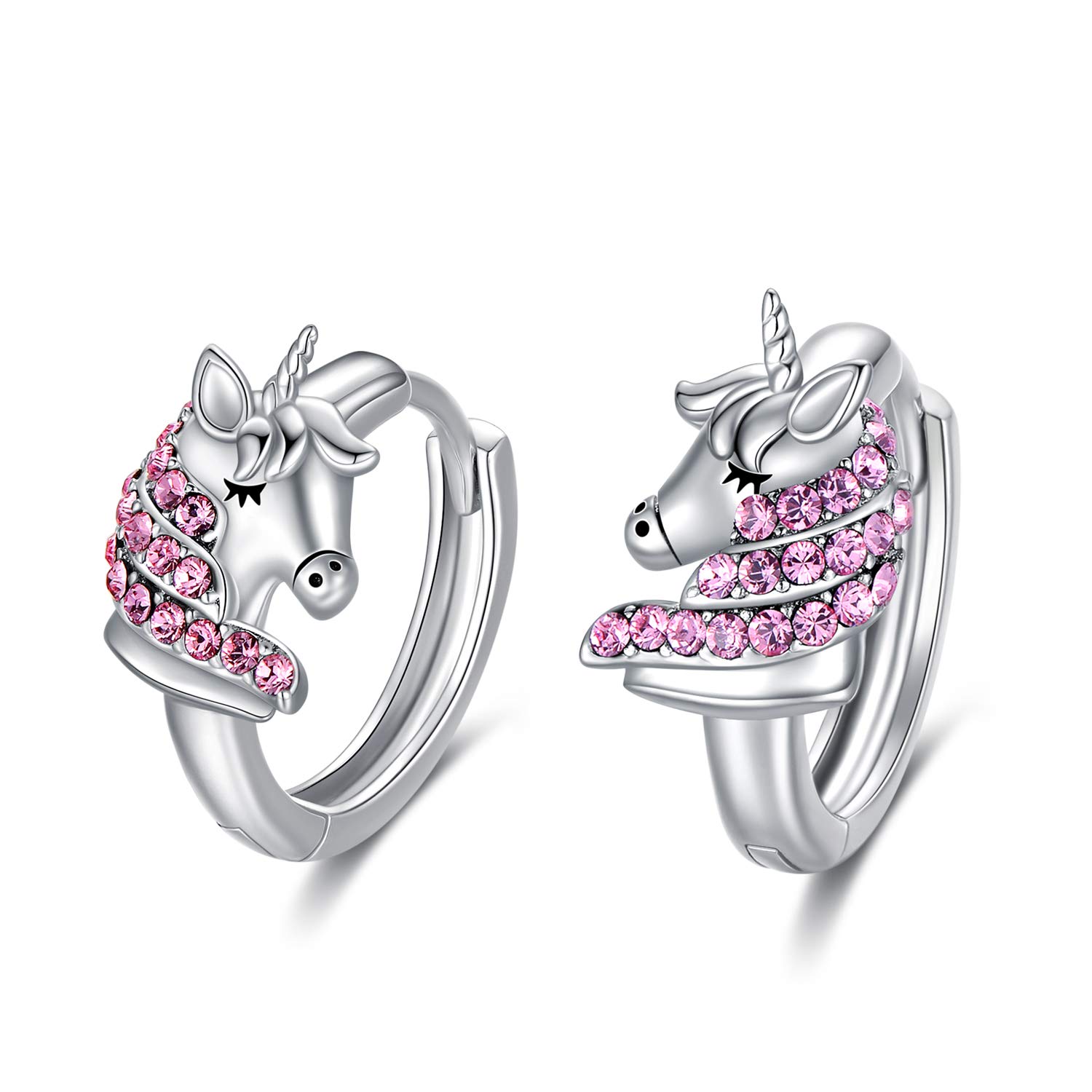 Sterling Silver Unicorn Hoop Earrings, Unicorn Jewellery Birthday Gifts for Girls Women — image 1